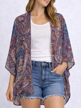 Rue21 Red and Blue Paisley Kimono - Size XL